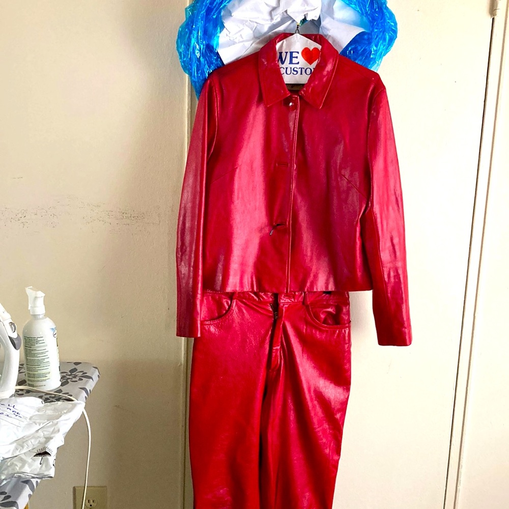 REM Garson Vintage Leather Pant Suit Size 8